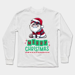 Merry Christmas Ragdoll Cat Long Sleeve T-Shirt